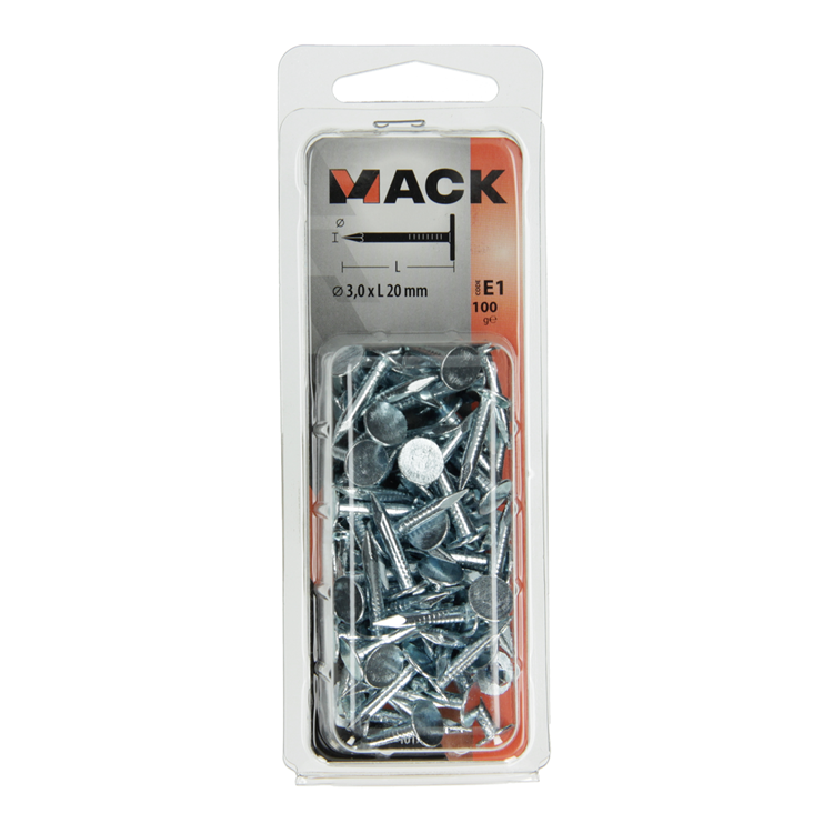 Mack 1017201 - clou de schiste en acier galvanisé 100 gr 3,0 x 20 mm | 5 pièces