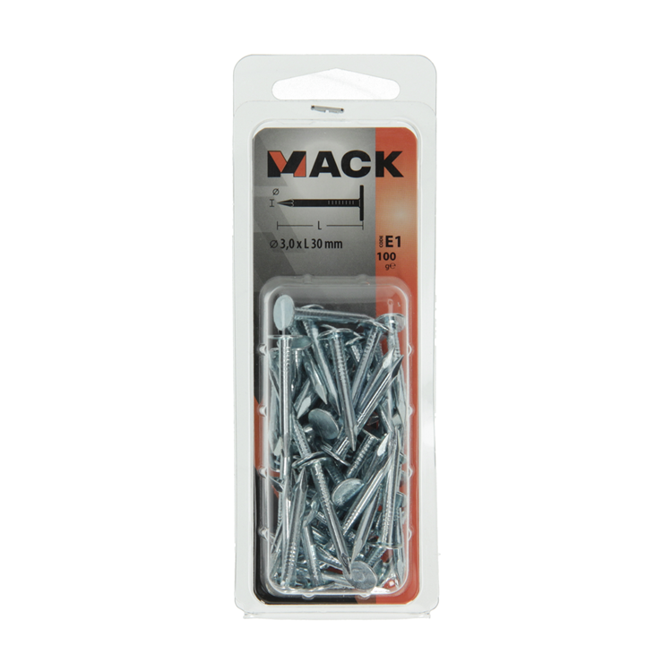 Mack 1017203 - clou de schiste en acier galvanisé 100 gr 3,0 x 30 mm | 5 pièces