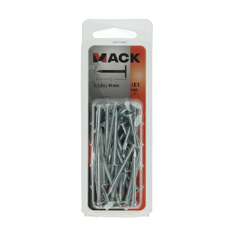 Mack 1017204 - clou de schiste en acier galvanisé 100 gr 3,0 x 40 mm | 5 pièces