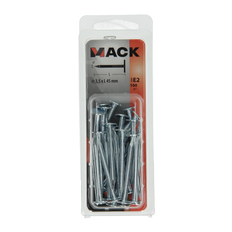Mack 1017205 - clou de schiste en acier galvanisé 100 gr 3,5 x 45 mm | 5 pièces