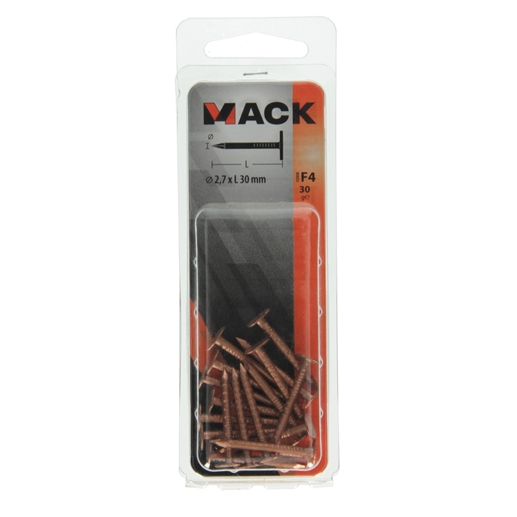 Mack 1019642 - clou de schiste cuivre 30 gr 2,7 x 30mm | 10 pièces