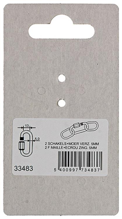 Mack 1008453 - 2 maillons vides + écrou 5mm galvanisé | 10 pièces