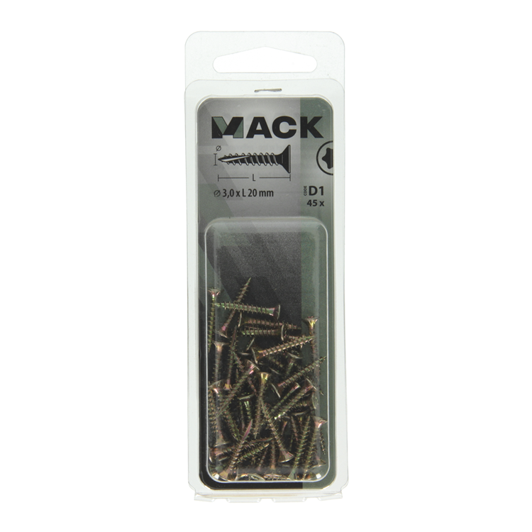 Mack 1017282 - spainplschr.vzkop-selfb. plaqué jaune 45 pièces 3,0 x 20 mm | 10 pièces