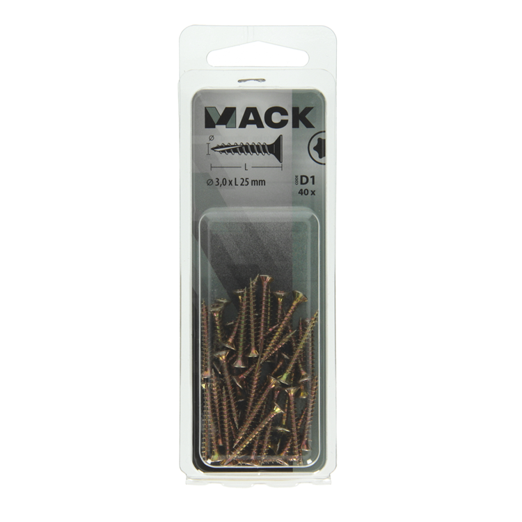 Mack 1017283 - spainplschr.vzkop-selfb. plaqué jaune 40 pièces 3,0 x 25 mm | 10 pièces