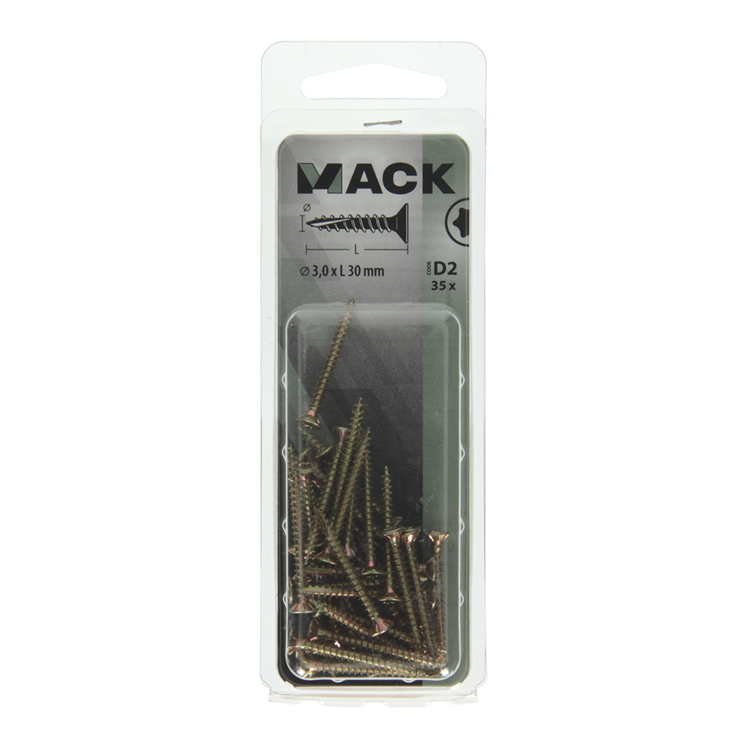 Mack 1017284 - spainplschr.vzkop-selfb. plaqué jaune 35 pièces 3,0 x 30 mm | 10 pièces