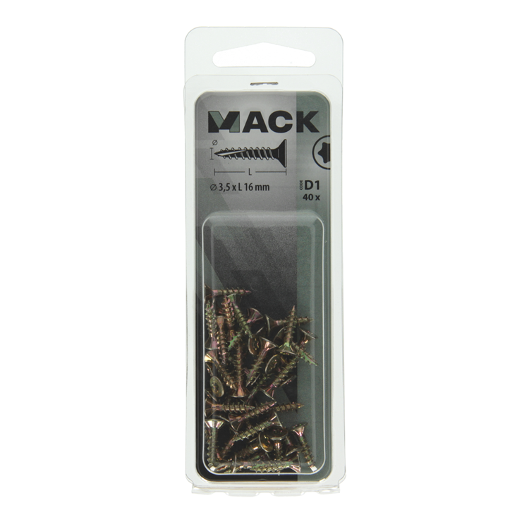 Mack 1017285 - spainplschr.vzkop-auto-assemblage plaqué jaune 40 pièces 3,5 x 16 mm | 10 pièces