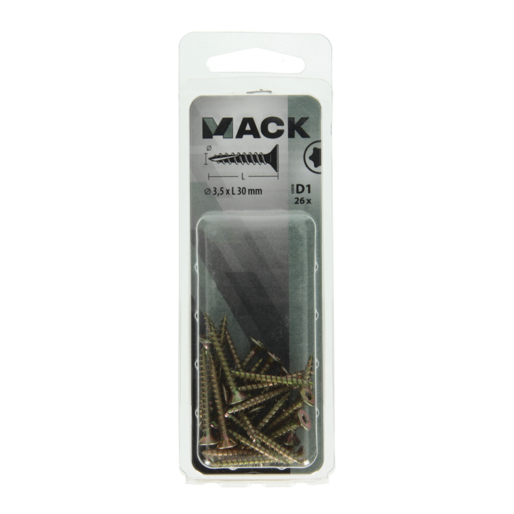 Mack 1017288 - spainplschr.vzkop-selfb. plaqué jaune 26 pcs 3,5 x 30 mm | 10 pièces