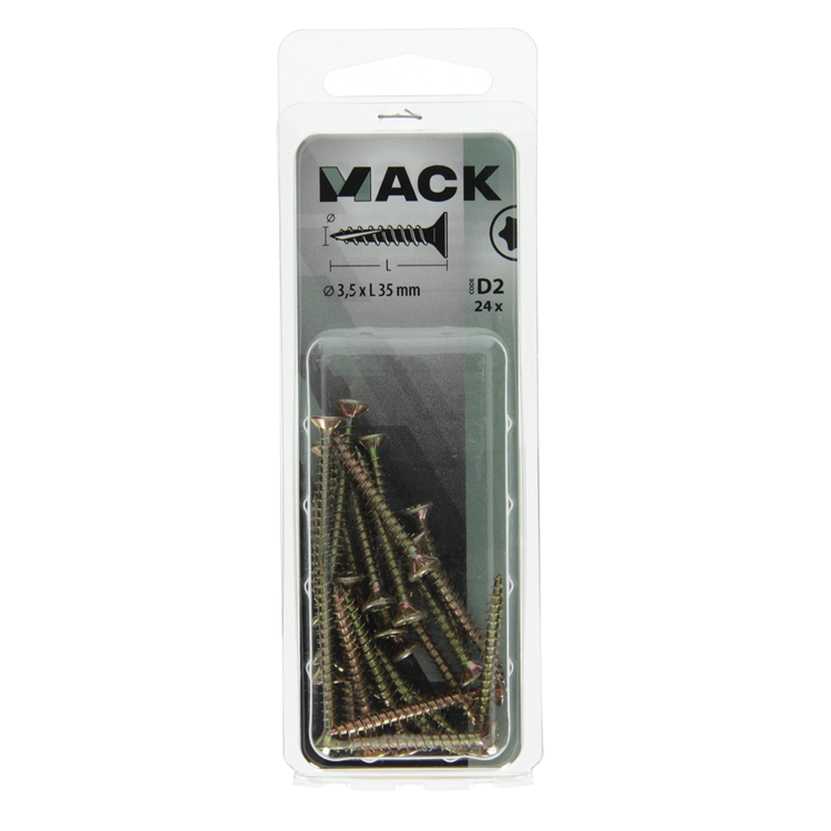Mack 1017289 - tête de vis à copeaux à monter soi-même plaquée jaune .24 pcs 3,5 x 35 mm | 10 pièces