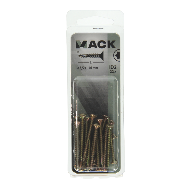 Mack 1017290 - spainplschr.vzkop-auto-assemblage plaqué jaune .22 pièces 3,5 x 40 mm | 10 pièces
