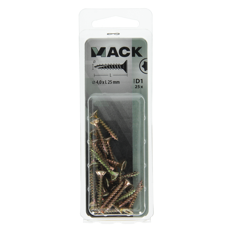 Mack 1017294 - spainplschr.vzkop-selfb. plaqué jaune 25 pièces 4,0 x 25 mm | 10 pièces