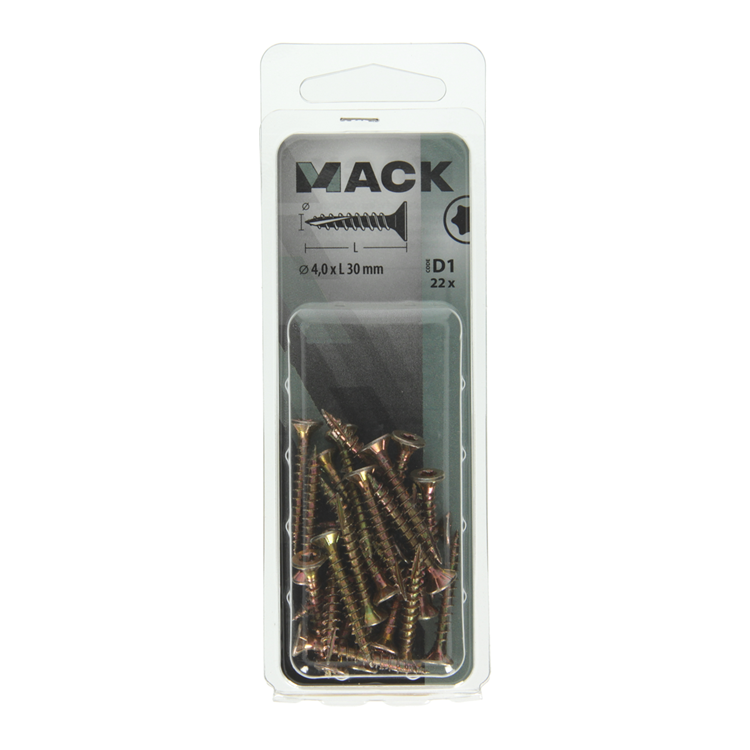 Mack 1017295 - spainplschr.vzkop-auto-assemblage plaqué jaune 22 pièces 4,0 x 30 mm | 10 pièces