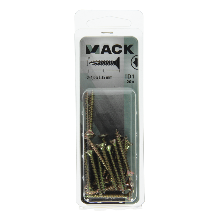 Mack 1017296 - spainplschr.vzkop-auto-assemblage plaqué jaune 20 pièces 4,0 x 35 mm | 10 pièces