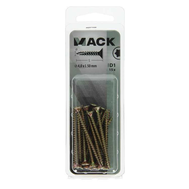 Mack 1017299 - spainplschr.vzkop-selfb. plaqué jaune 15 pièces 4,0 x 50 mm | 10 pièces