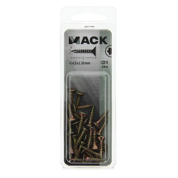 Mack 1017301 - spainplschr.vzkop-auto-assemblage plaqué jaune 24 pièces 4,5 x 20 mm | 10 pièces