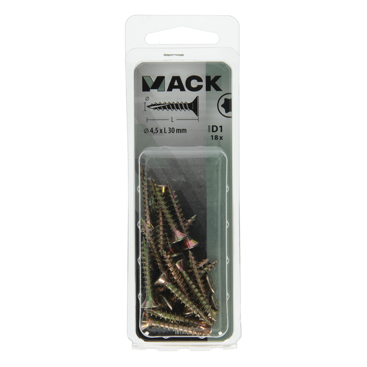 Mack 1017303 - spainplschr.vzkop-auto-assemblage plaqué jaune 18 pièces 4,5 x 30 mm | 10 pièces