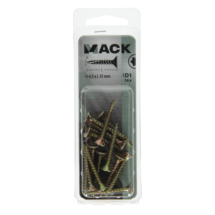 Mack 1017304 - spainplschr.vzkop-selfb. plaqué jaune 16 pcs 4,5 x 35 mm | 10 pièces