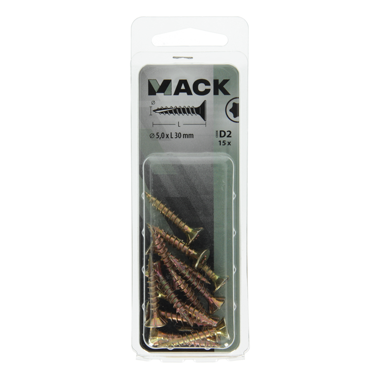 Mack 1017311 - spainplschr.vzkop-selfb. plaqué jaune 15 pièces 5,0 x 30 mm | 10 pièces