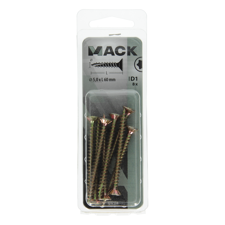 Mack 1017314 - spainplschr.vzkop-selfb. plaqué jaune 8 pièces 5,0 x 60 mm | 10 pièces