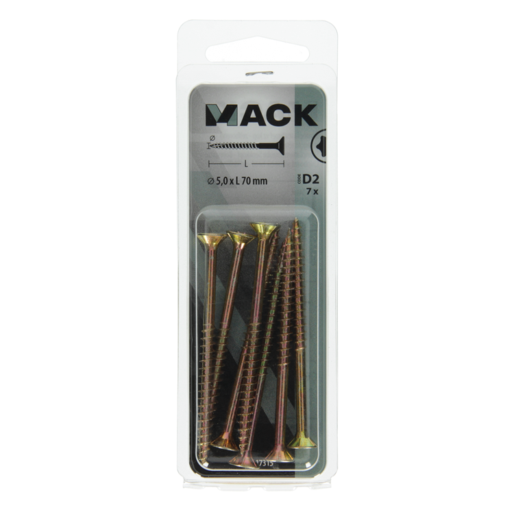 Mack 1017315 - spainplschr.vzkop-auto-assemblage plaqué jaune 7 pièces 5,0 x 70 mm | 10 pièces