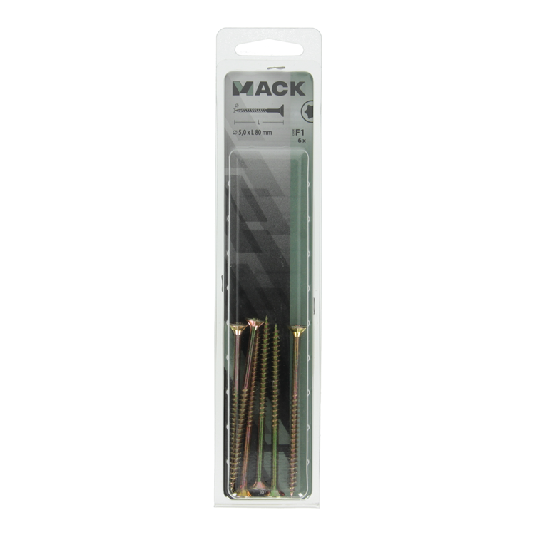 Mack 1017316 - spainplschr.vzkop-auto-assemblage plaqué jaune 6 pièces 5,0 x 80 mm | 5 pièces