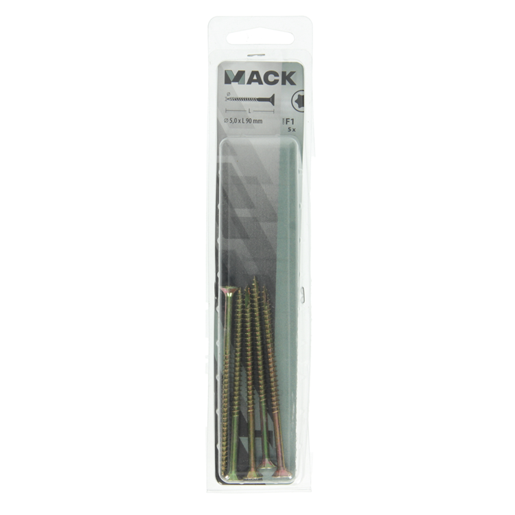 Mack 1017317 - spainplschr.vzkop-selfb. plaqué jaune 5 pièces 5,0 x 90 mm | 5 pièces