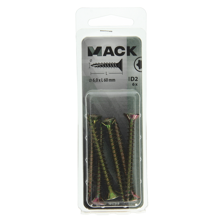 Mack 1017319 - spainplschr.vzkop-selfb. plaqué jaune 6 pièces 6,0 x 60 mm | 10 pièces