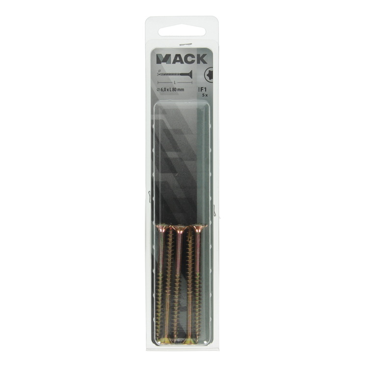 Mack 1017320 - spainplschr.vzkop-auto-assemblage plaqué jaune 5 pièces 6,0 x 80 mm | 5 pièces