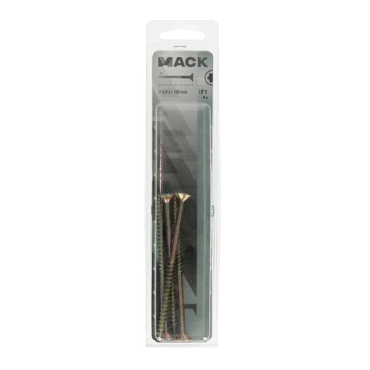 Mack 1017321 - spainplschr.vzkop-selfb. plaqué jaune 4 pièces 6,0 x 100 mm | 5 pièces