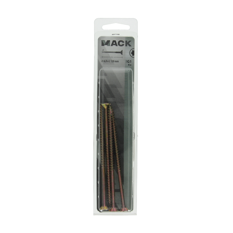 Mack 1017322 - spainplschr.vzkop-selfb. plaqué jaune 4 pièces 6,0 x 120 mm | 5 pièces