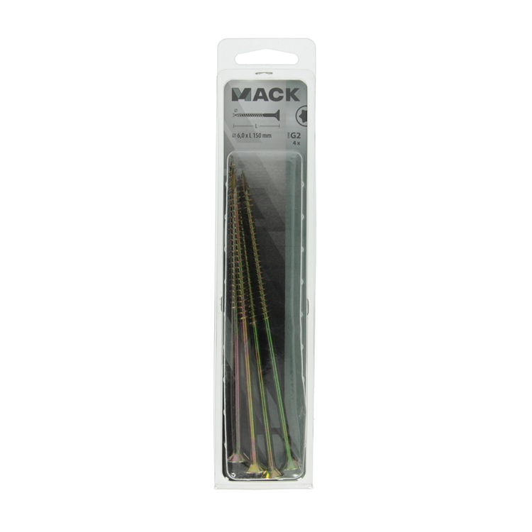 Mack 1017323 - spainplschr.vzkop-selfb. plaqué jaune 4 pièces 6,0 x 150 mm | 5 pièces