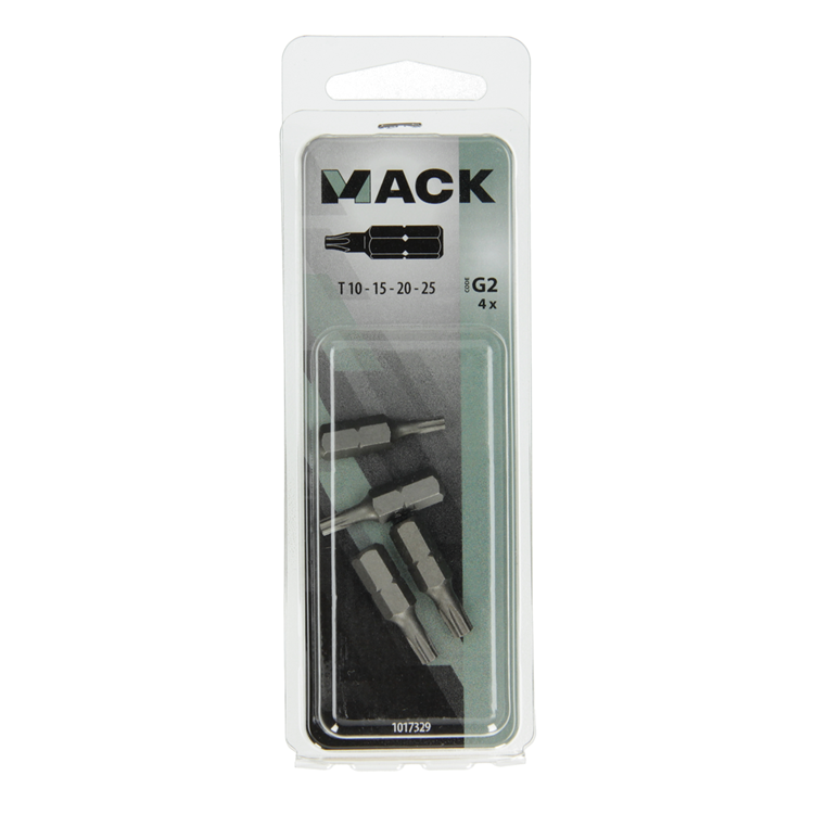 Mack 1017329 - embout à vis Torx acier non traité 4 pcs t10-15 20-25 | 10 pièces