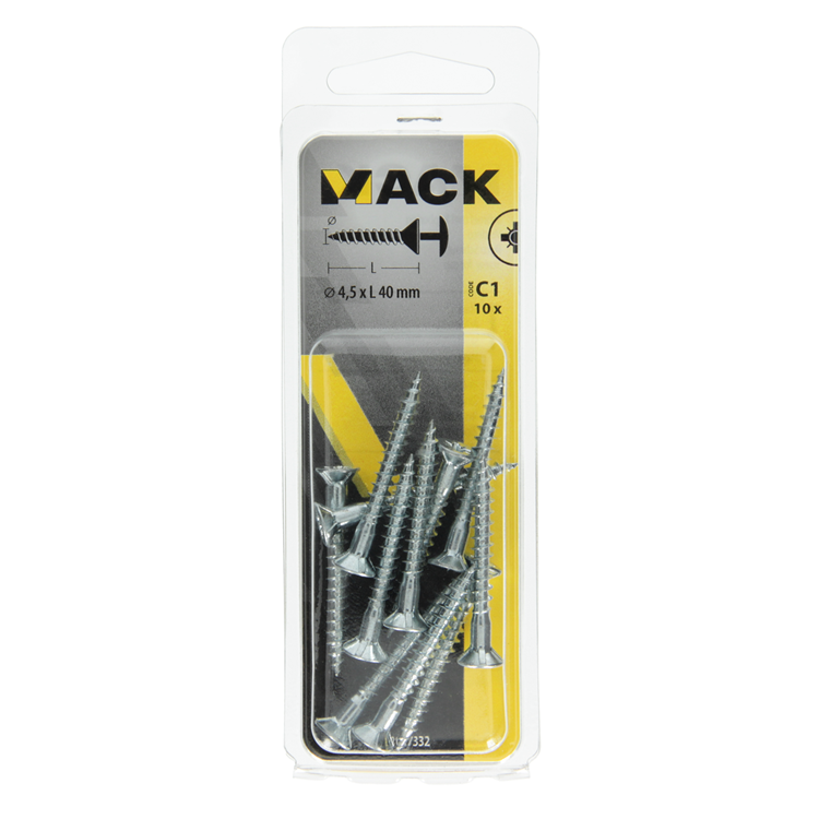 Mack 1017332 - vis avec alésage à tête, acier galvanisé. 10 pièces 4,5 x 40 mm | 10 pièces