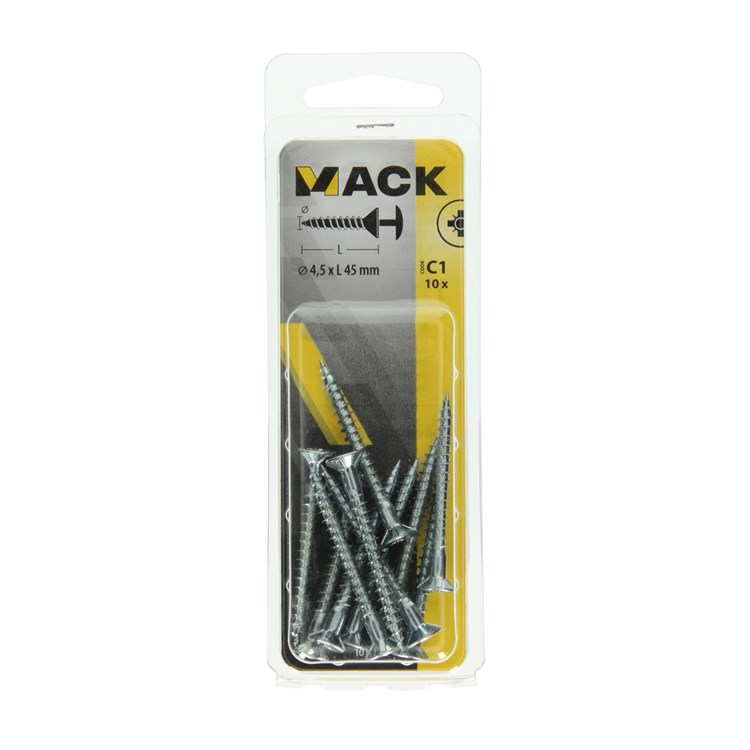 Mack 1017333 - vis avec alésage à tête, acier galvanisé. 10 pièces 4,5 x 45 mm | 10 pièces