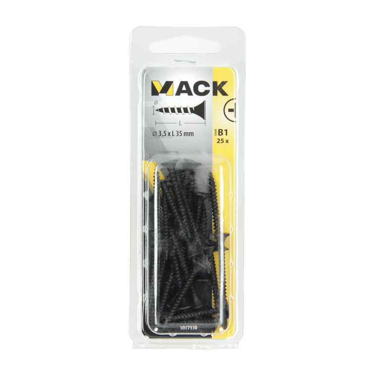 Mack 1017339 - vis pour plaques de plâtre phosph noir. 25 pièces 3,5 x 35 mm | 10 pièces