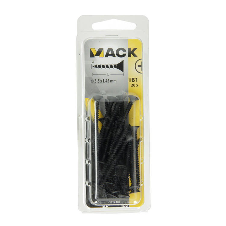 Mack 1017340 - vis pour plaques de plâtre phosph noir. 20 pièces 3,5 x 45 mm | 5 pièces