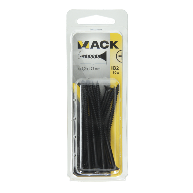 Mack 1017343 - vis pour plaques de plâtre phosph noir. 10 pièces 4,2 x 75 mm | 10 pièces