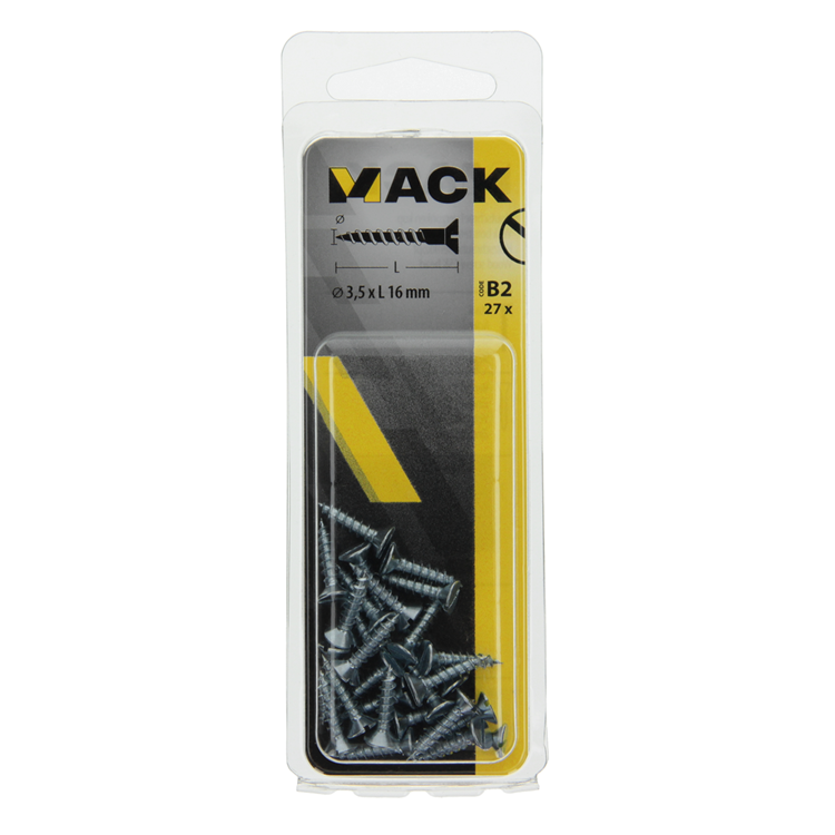 Mack 1017350 - vis à bois tête fraisée galvanisée 27 pcs 3,5 x 16 mm | 10 pièces