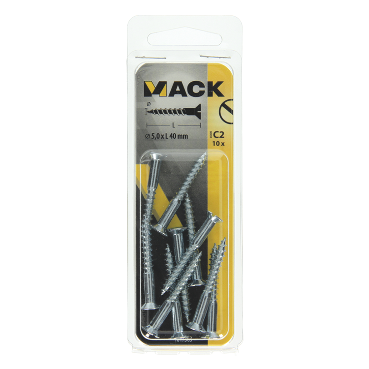 Mack 1017363 - vis à bois tête fraisée galvanisée 10 pcs 5,0 x 40 mm | 10 pièces
