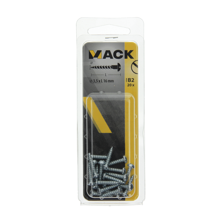 Mack 1017369 - vis à bois tête cylindrique acier galvanisé 20 pcs 3,5 x 16 mm | 10 pièces