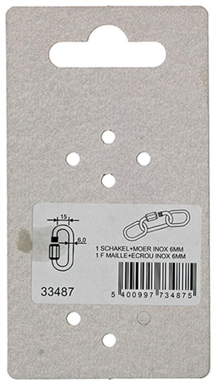 Mack 1008457 - 1 maillon vide + écrou 6mm inox | 10 pièces