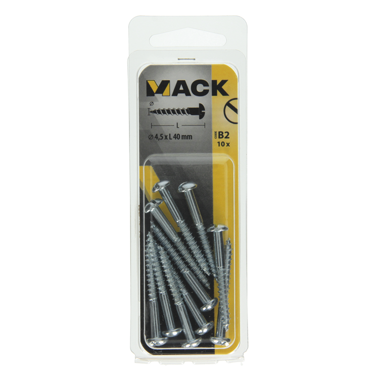 Mack 1017377 - vis à bois tête cylindrique acier galvanisé 10 pcs 4,5 x 40 mm | 10 pièces