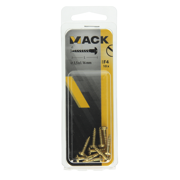 Mack 1019661 - vis à bois tête cylindrique laiton 10 pcs 3,5 x 16 mm | 10 pièces