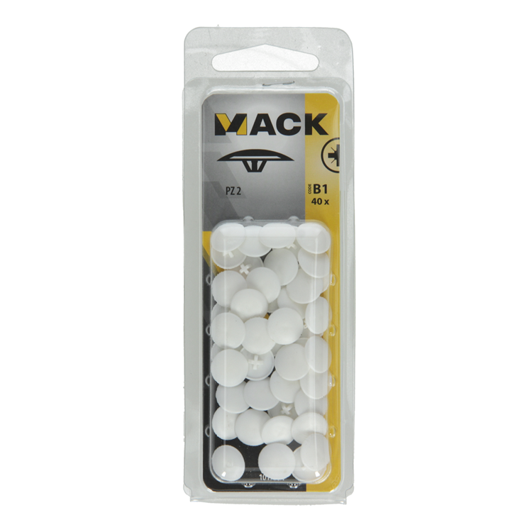 Mack 1017394 - capuchon pour vis pz plastique blanc 40 pcs pz 2 | 10 pièces