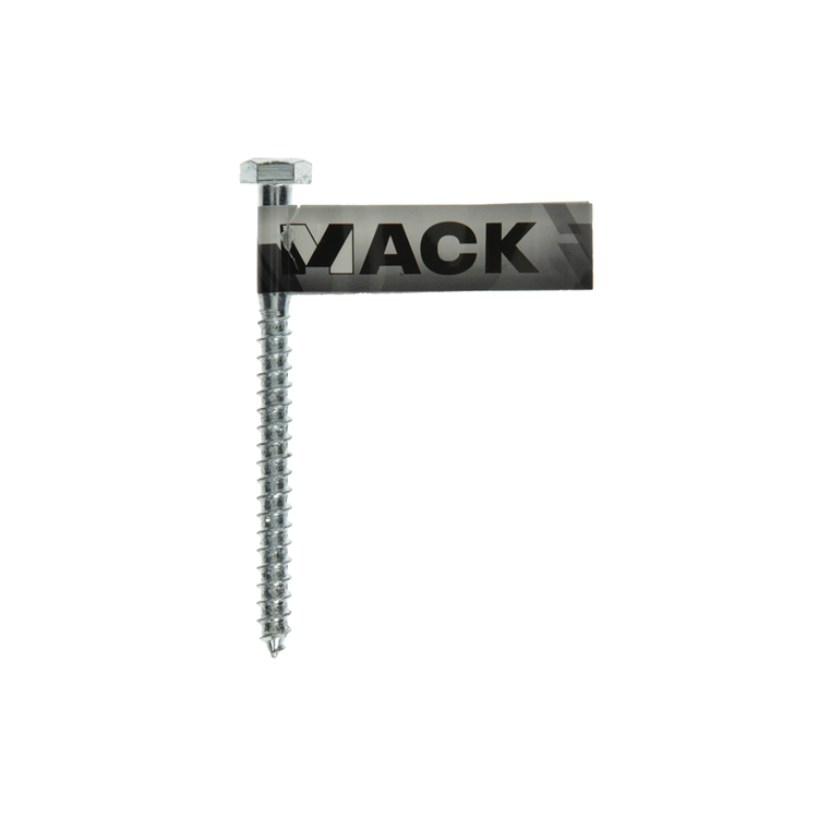 Mack 1017412 - boulon fileté à bois en acier galvanisé 1 pièce 7 x 90 mm | 10 pièces
