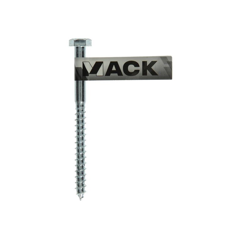 Mack 1017419 - boulon fileté à bois en acier galvanisé 1 pièce 8 x 100 mm | 10 pièces