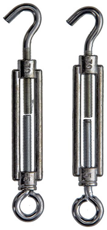 Mack 1008459 - 2 oeillets tendeurs + crochet m5 x 70mm galvanisé | 10 pièces