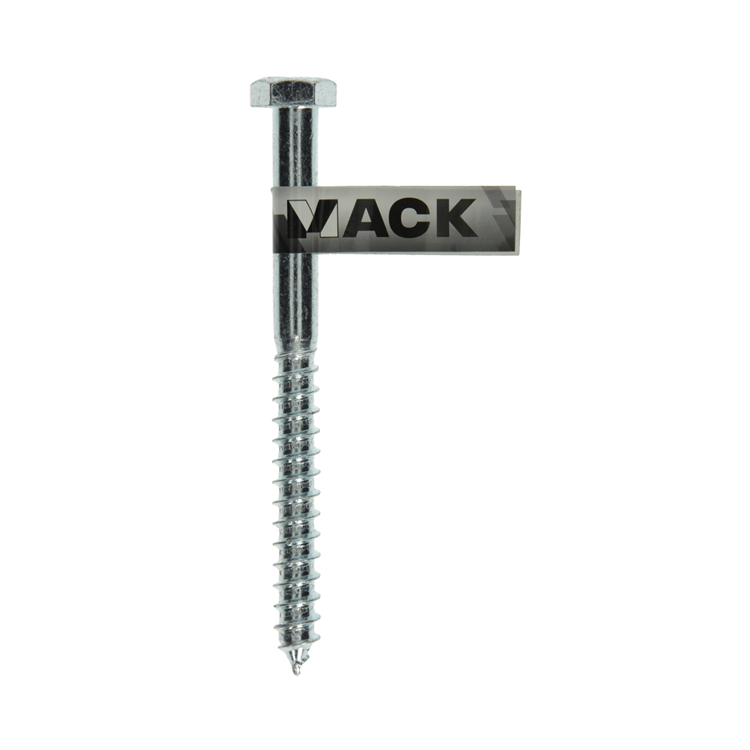 Mack 1017430 - boulon fileté à bois en acier galvanisé 1 pièce 12 x 140 mm | 10 pièces