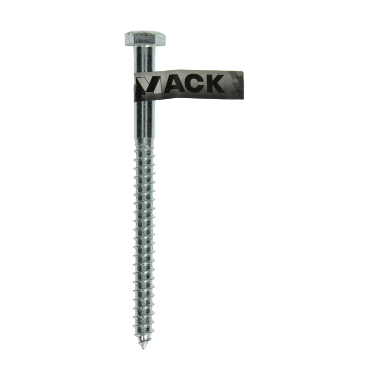 Mack 1017431 - boulon fileté à bois en acier galvanisé 1 pièce 12 x 160 mm | 10 pièces