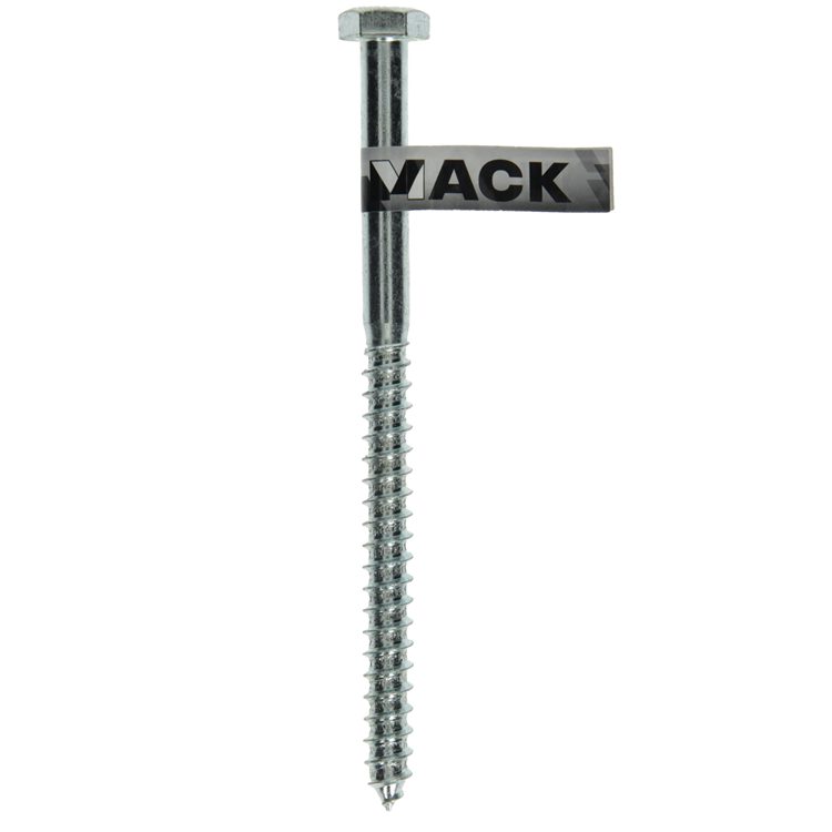 Mack 1017432 - boulon fileté à bois en acier galvanisé 1 pièce 12 x 180 mm | 10 pièces