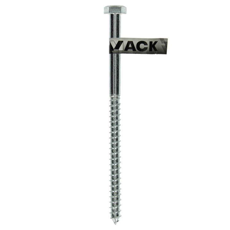 Mack 1017433 - boulon fileté à bois en acier galvanisé 1 pièce 12 x 200 mm | 10 pièces